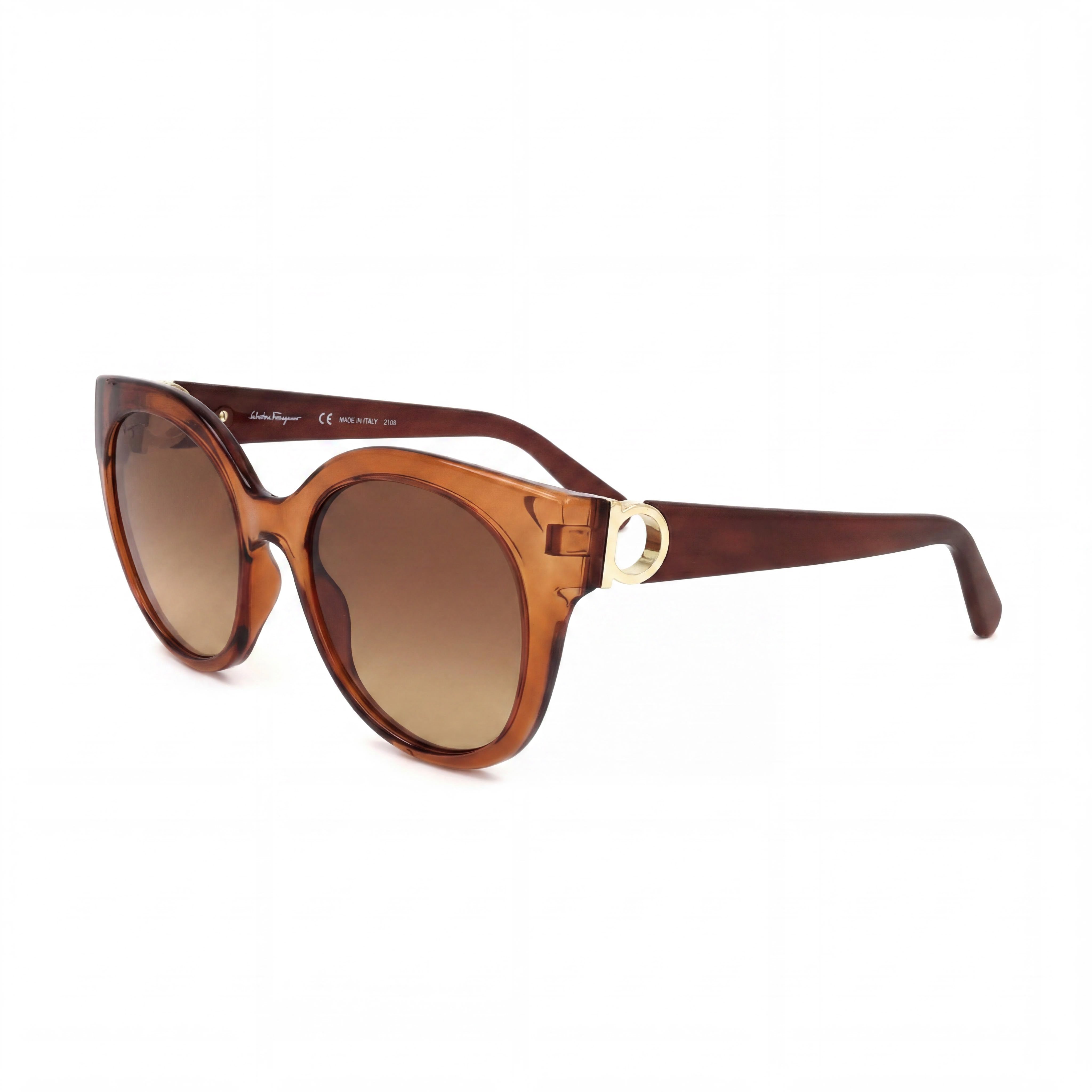 Salvatore Ferragamo Women's Gancini SF1031S Butterfly Crystal Caramel Acetate 100% UV Brown Gradient Sunglasses 53mm, Photo 1