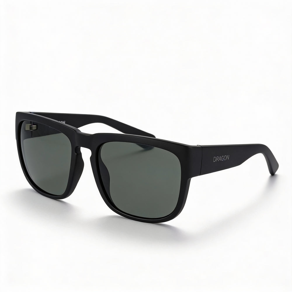 Dragon Alliance DR RUNE Unisex Matte Black Plastic Sunglasses with Green UV Protected Non-Polarized Lenses 58mm