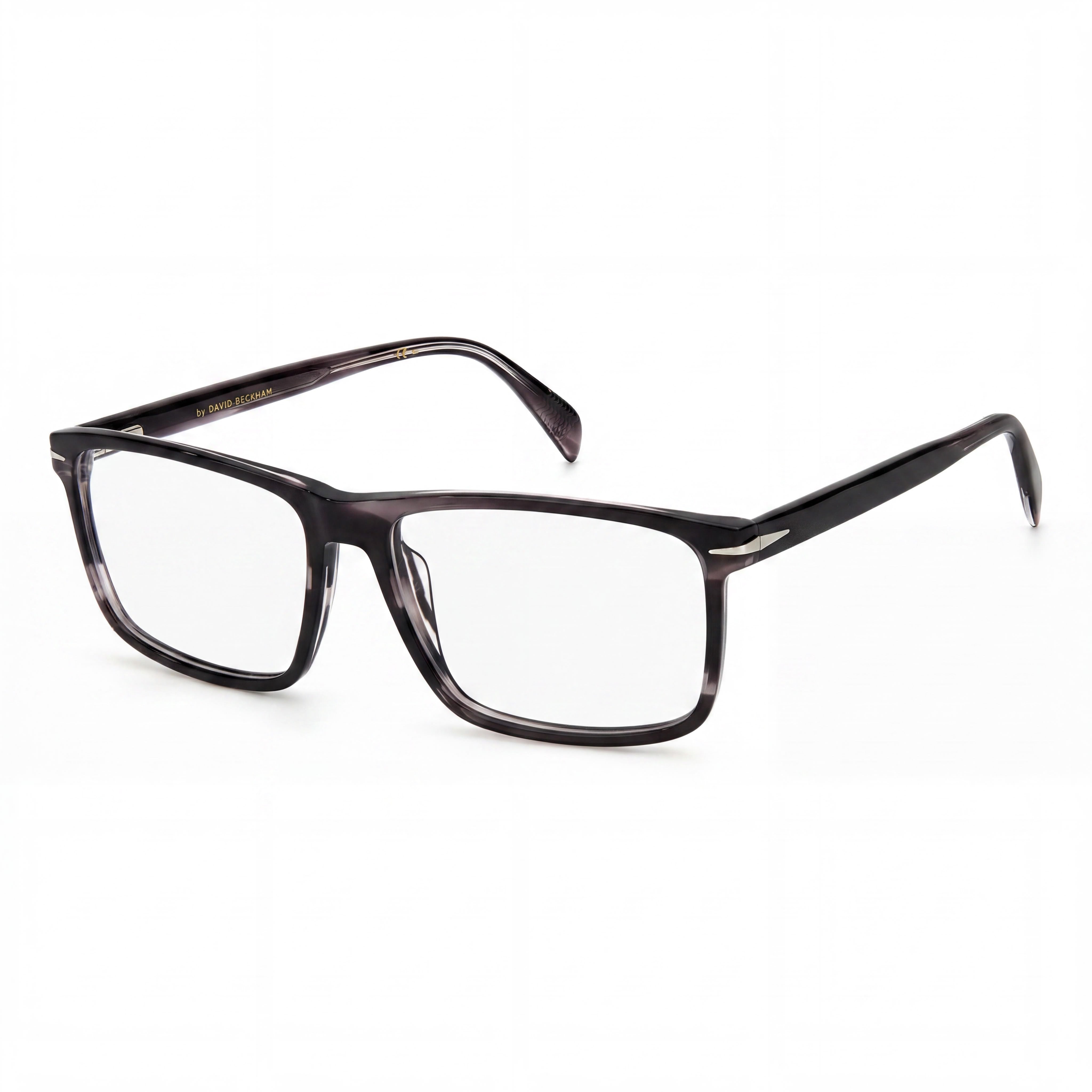 Gafas unisex contemporáneas David Beckham con montura de titanio y lentes de policarbonato, color gris cuerno, talla 56, Photo 1