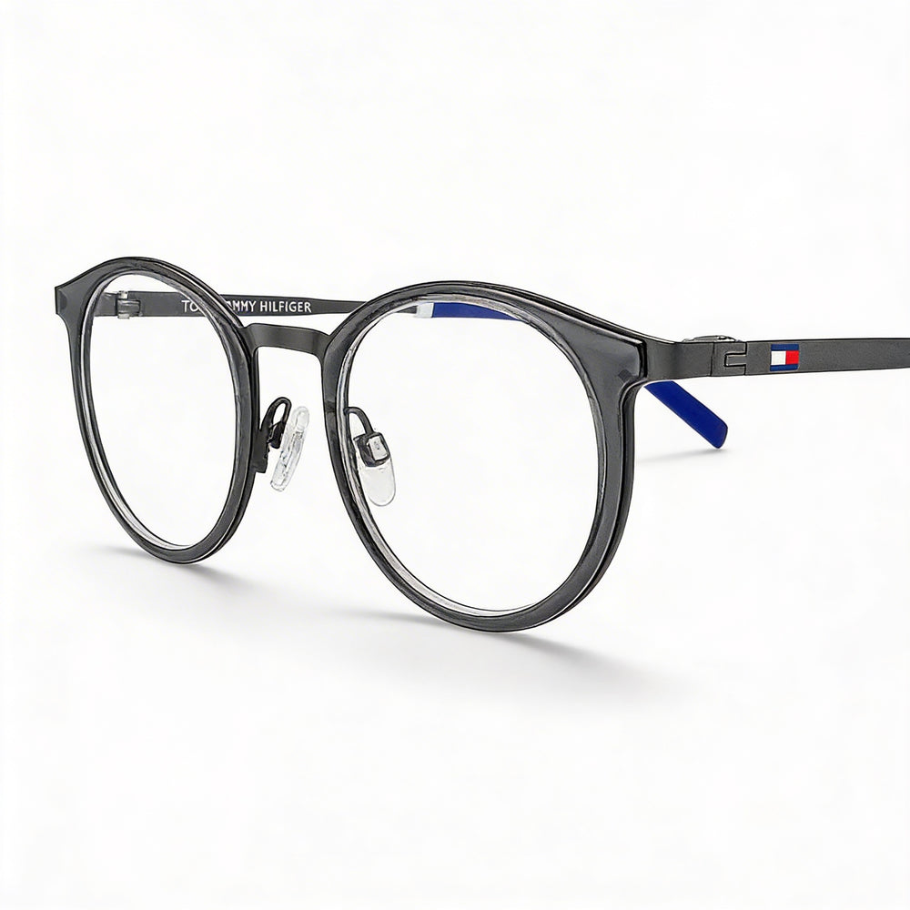 Tommy Hilfiger Men's Modern Grey Alloy Steel Prescription Ready Optical Eyeglasses 49mm Lens, 23mm Bridge, 145mm Temple