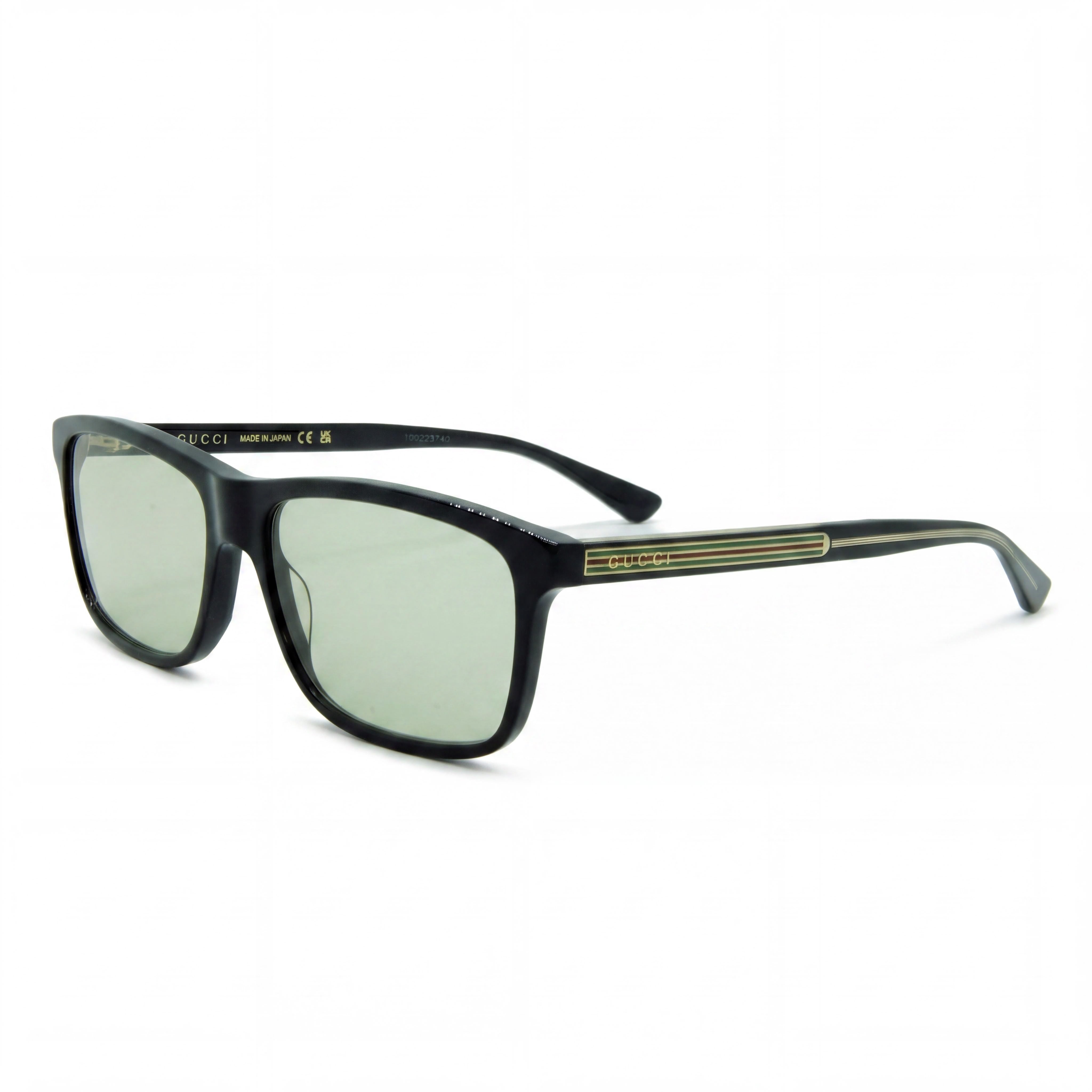 Gucci Casual Unisex Sunglasses featuring a Black Plastic Frame and Non-Polarized Moss Green Lenses, Photo 1