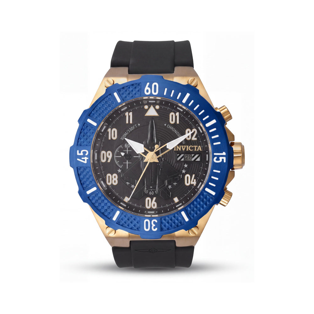 Reloj Invicta Aviator Cronógrafo Moderno Unisex con Esfera Negra de Acero Inoxidable de 50 mm Resistente al Agua