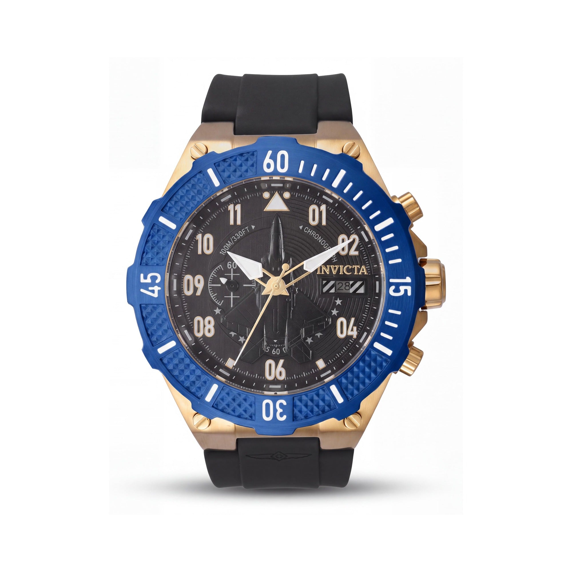 Reloj Invicta Aviator Cronógrafo Moderno Unisex con Esfera Negra de Acero Inoxidable de 50 mm Resistente al Agua, Photo 1