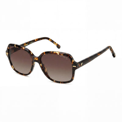 Gafas de sol Carrera Classic para mujer, de plástico color habana, con cristales polarizados marrones degradados de policarbonato, protección UV, 55 mm