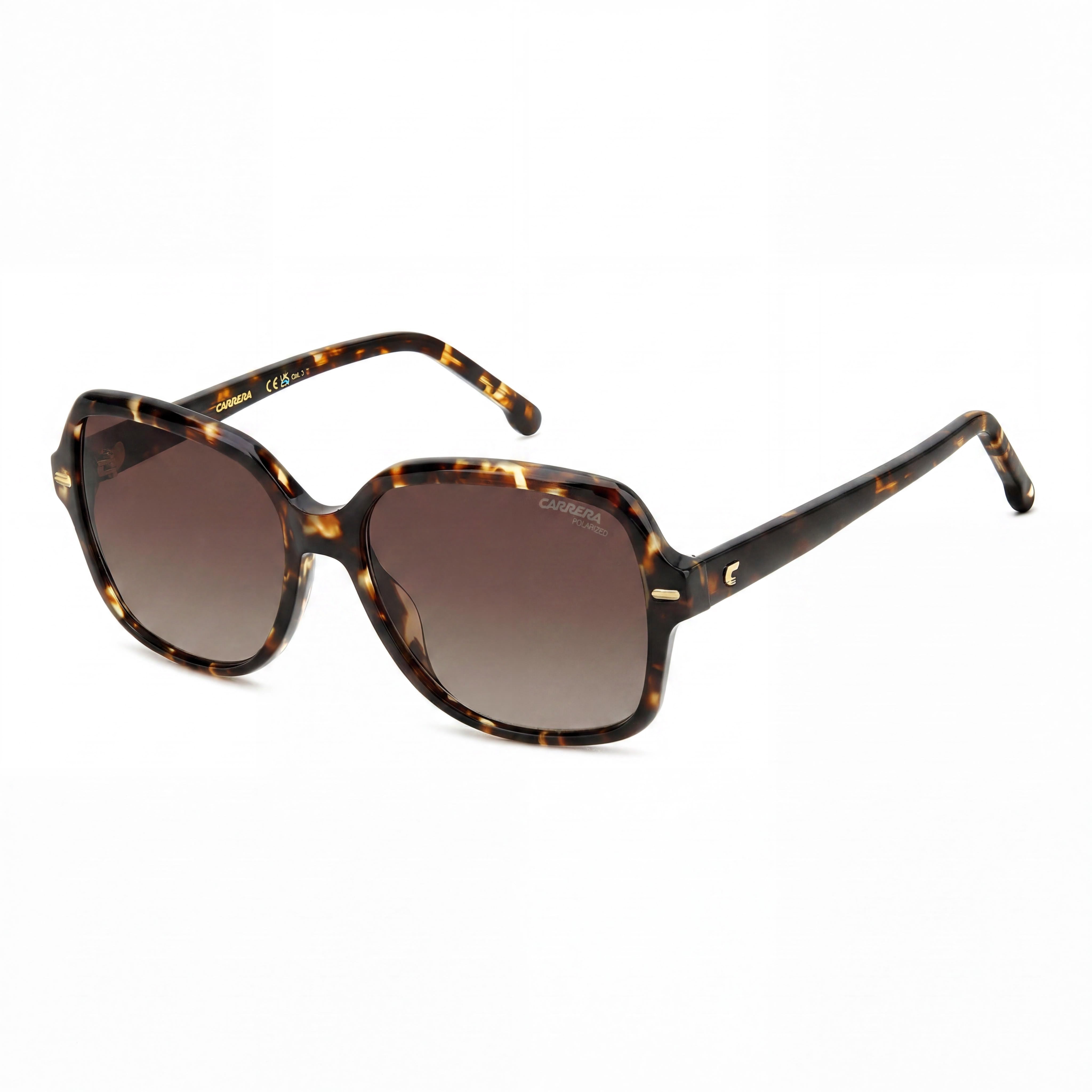 Carrera Classic Women’s Havana Brown Plastic Brown Shaded Polarized Polycarbonate UV Protection 55mm Sunglasses, Photo 1