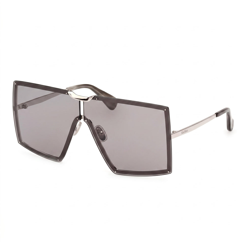 MaxMara Modern Women's Sunglasses with Shiny Palladium Frame and Smoke Lenses, size 69-3-135