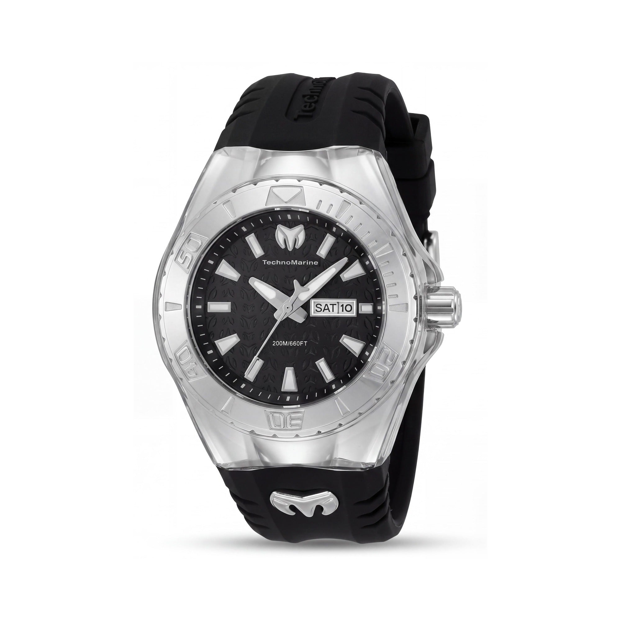 Technomarine Cruise TM-122015 Unisex Quartz 36mm Silver Stainless Steel Black Dial Silicone Strap Watch, Photo 1