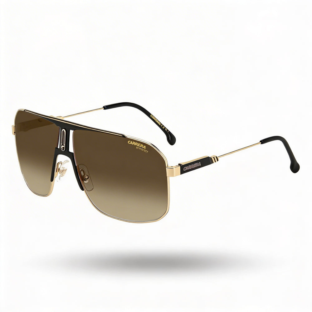 Carrera 1043/S Men's Lightweight Stainless Steel UV Protected Black Gold Brown Shaded Sunglasses 65mm