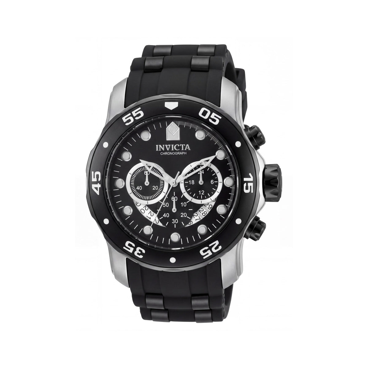 Invicta Reloj de Cuarzo para Hombre con Cronógrafo de Buceo, Correa de Poliuretano Negra y Caja de Acero Inoxidable con Baño de Iones Negro, Photo 1