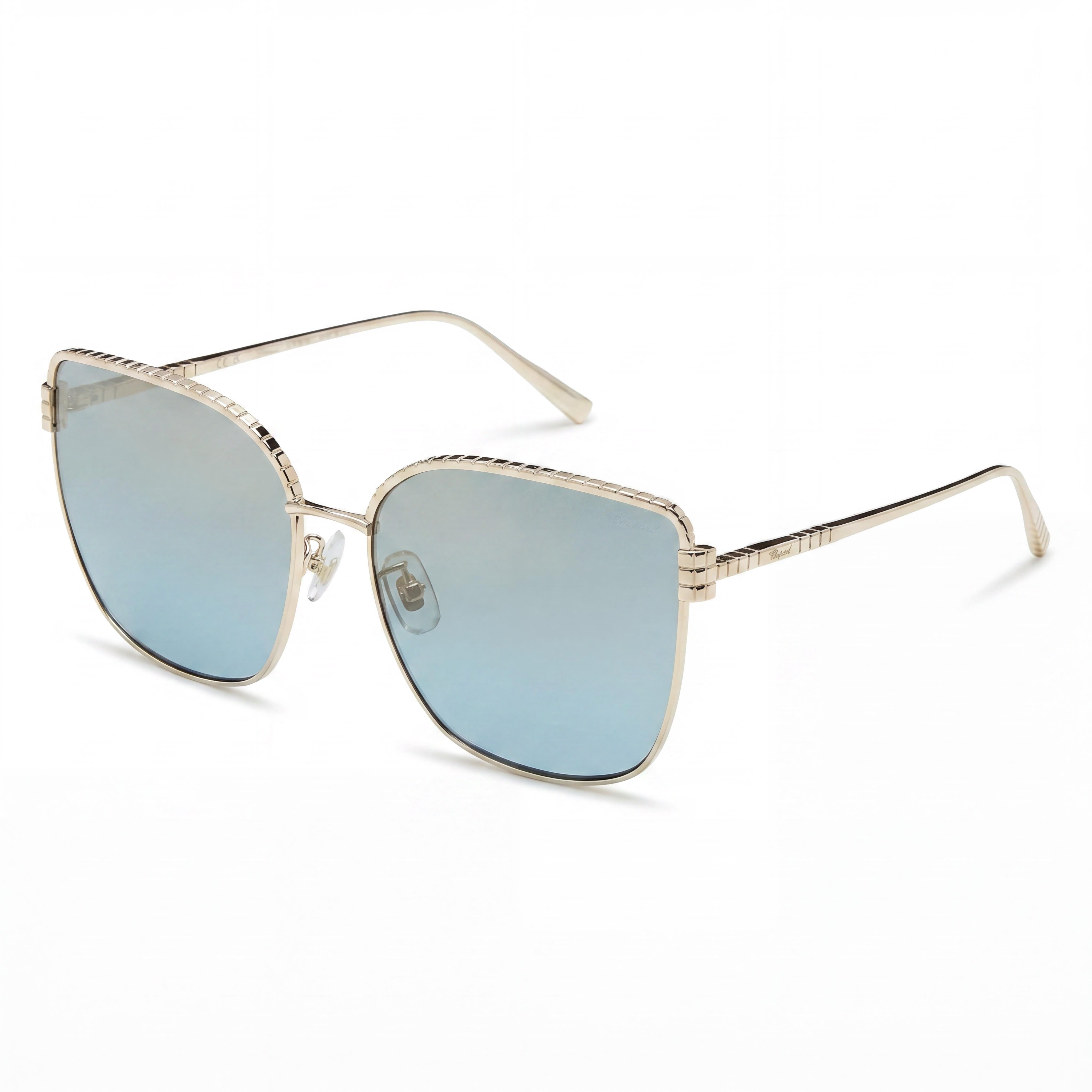 Chopard Casual Women's Shiny Rose Gold Titanium Frame Blue Mirror Gold Gradient UV Protection Sunglasses 63-17-135, Photo 1