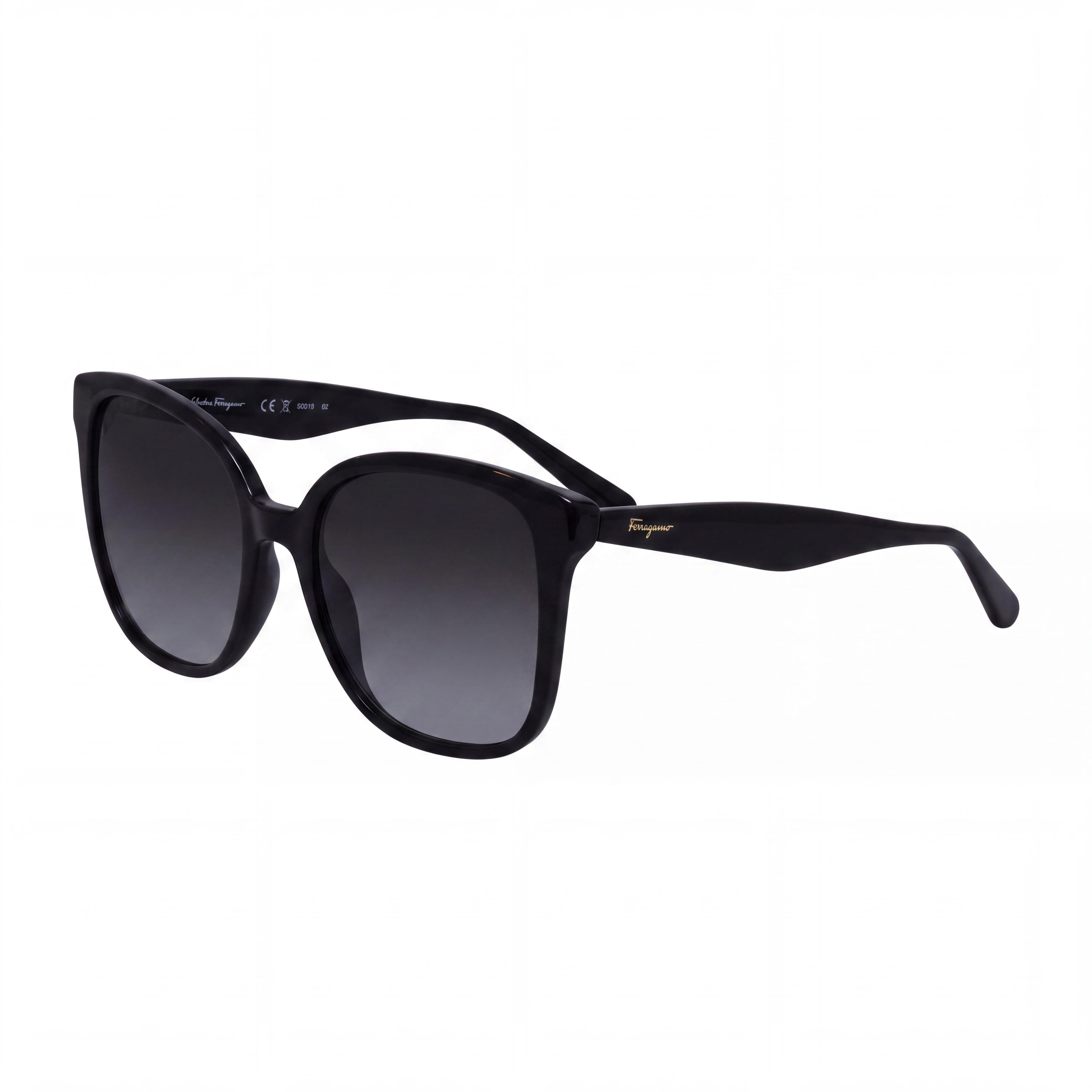 Salvatore Ferragamo SF1072S Women's Black Plastic Square Grey Gradient 100% UV Protection Sunglasses 56mm, Photo 1