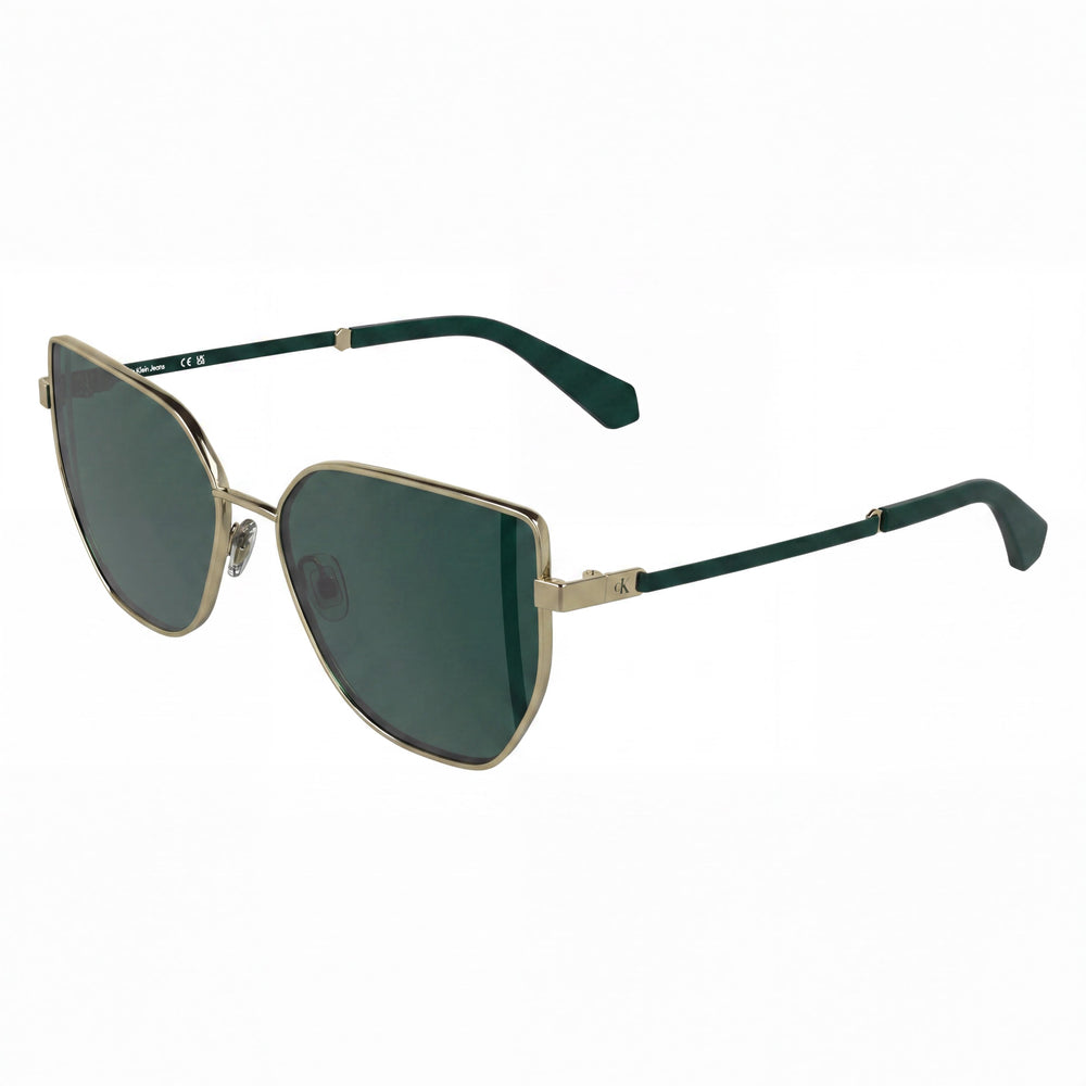 Calvin Klein Jeans Ckj25209s Women's Gold Metal Frame Solid Green Non-Polarized UV Protection Sunglasses 57mm