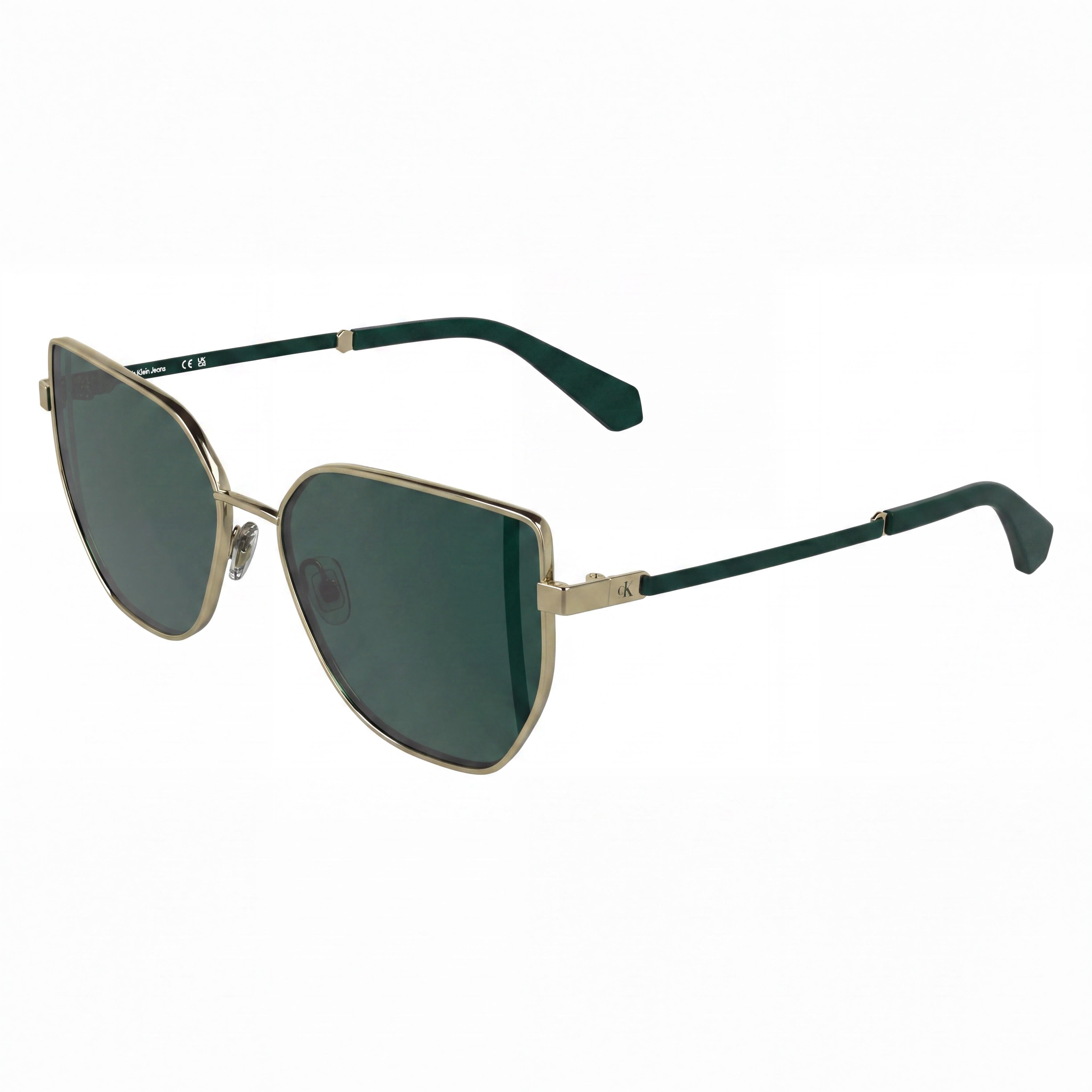 Calvin Klein Jeans Ckj25209s Gafas de sol de mujer con montura metálica dorada, lentes verdes sólidas no polarizadas y protección UV 57mm, Photo 1