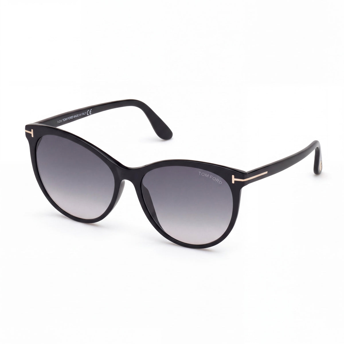 Gafas de sol unisex clásicas Tom Ford con montura de plástico negro brillante, lentes grises degradadas UV400 de 59 mm, Photo 1