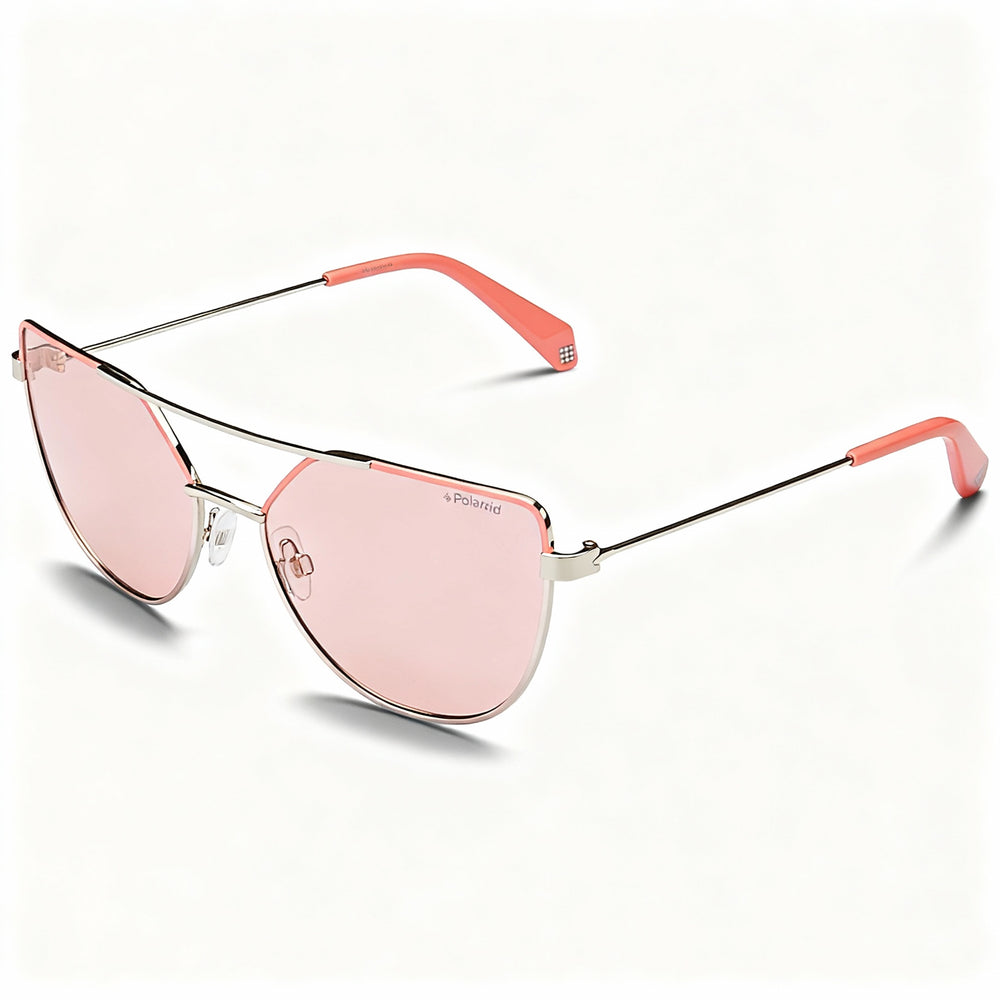 Polaroid Pld 6057/S Women's Pink Metal Pilot Polarized UV Protection Sunglasses with Pink Lenses 58-17-140