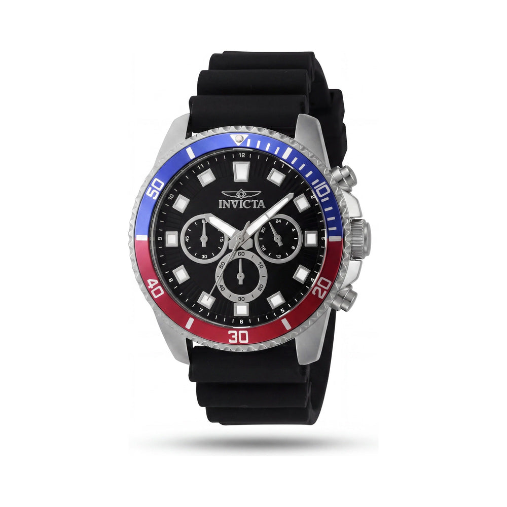 Invicta Pro Diver 46119 Unisex Chronograph Silver Stainless Steel Silicone Strap Analog Round 45mm Watch