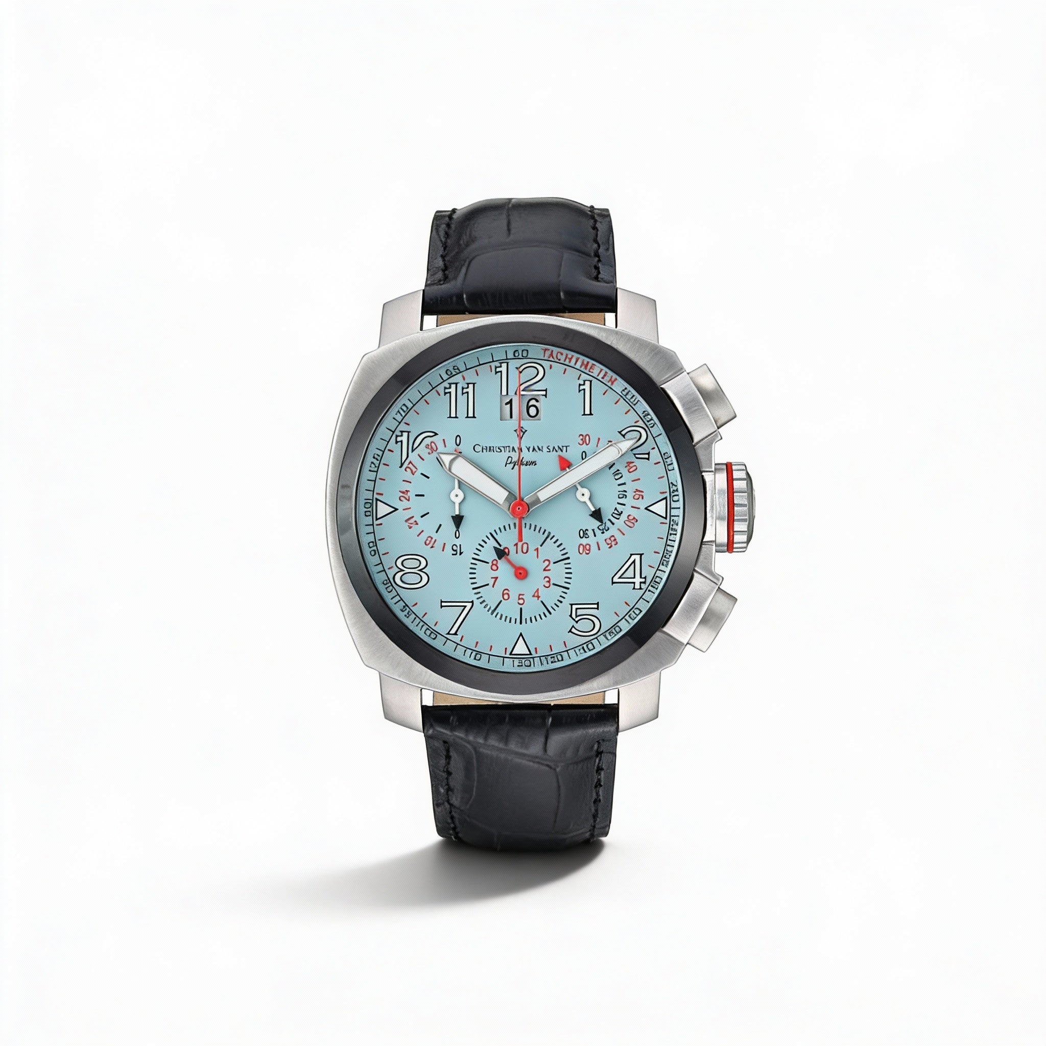 Christian Van Sant Men's Grand Python Blue Dial Chronograph Quartz Stainless Steel Leather Watch, Photo 1