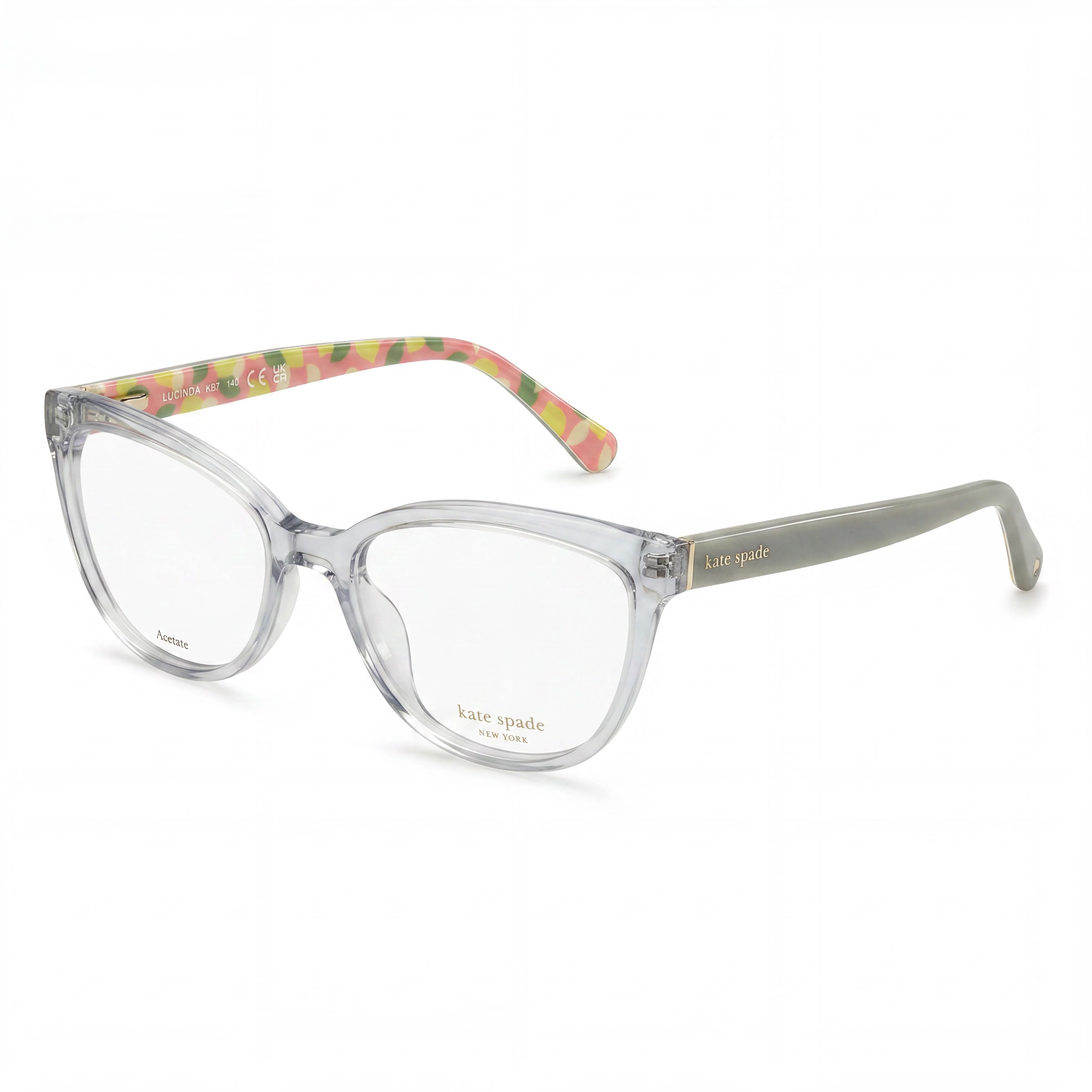 kate spade new york Gafas clásicas de mujer con montura de plástico gris y lentes de policarbonato no polarizadas multicolor 52-17-140, Photo 1