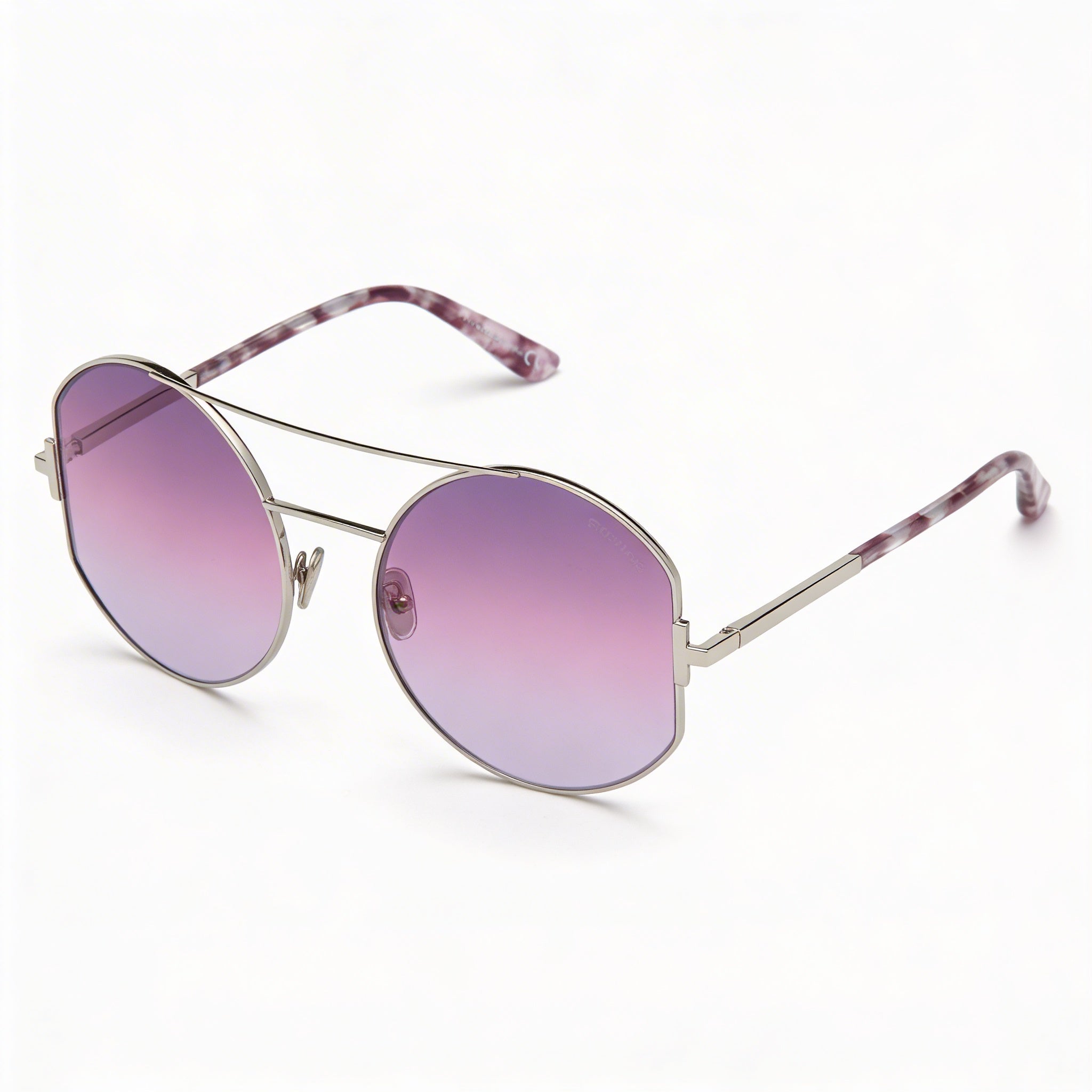 Tom Ford Contemporary Women's Palladium Metal Pilot Full Rim Sunglasses with Gradient Purple Lenses, 60mm, Photo 1