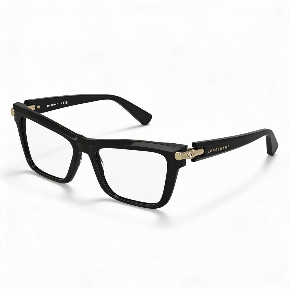 Gafas Oftálmicas Longchamp Colección Casual para Mujer, Armazón Negro con Cristales de Plástico Transparente 53-17-140