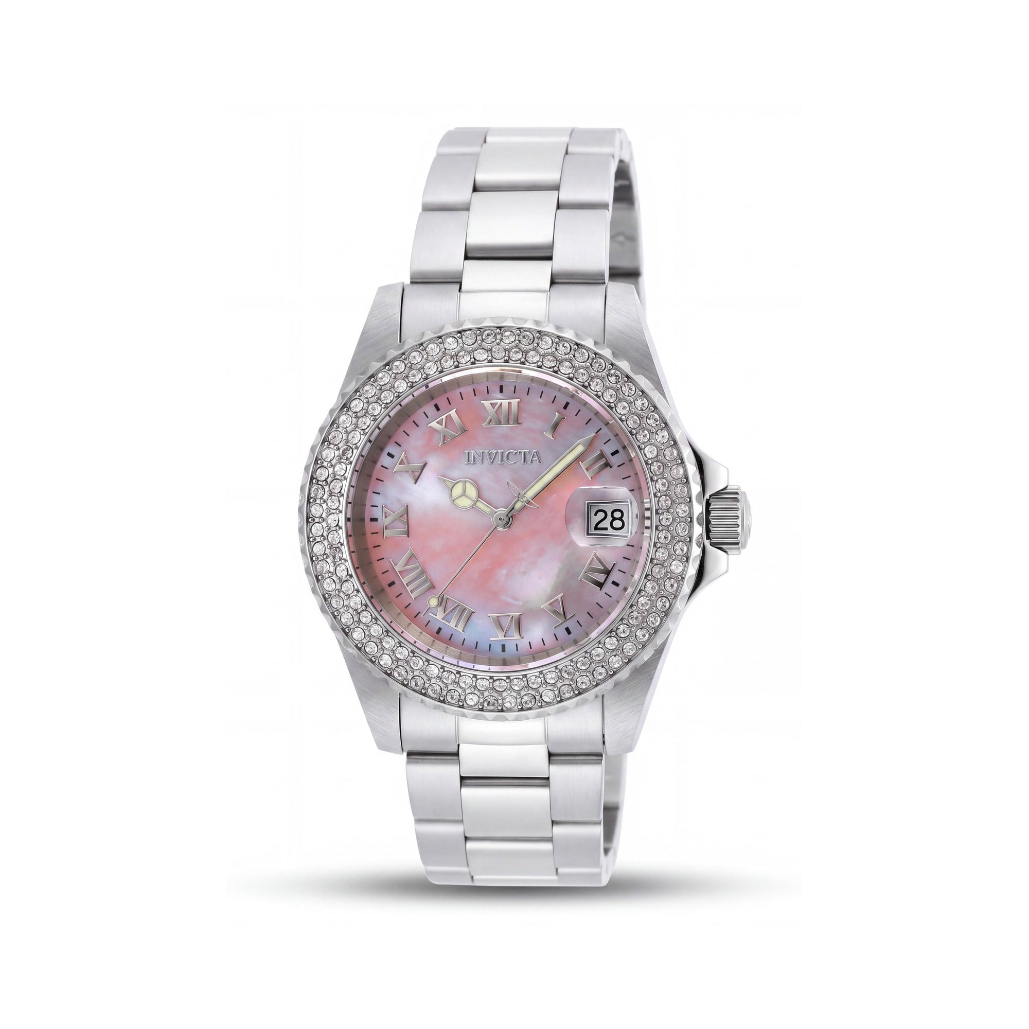 Invicta Angel 19874 Reloj de pulsera de acero inoxidable plateado para mujer con esfera de nácar resistente al agua 40 mm, Photo 1