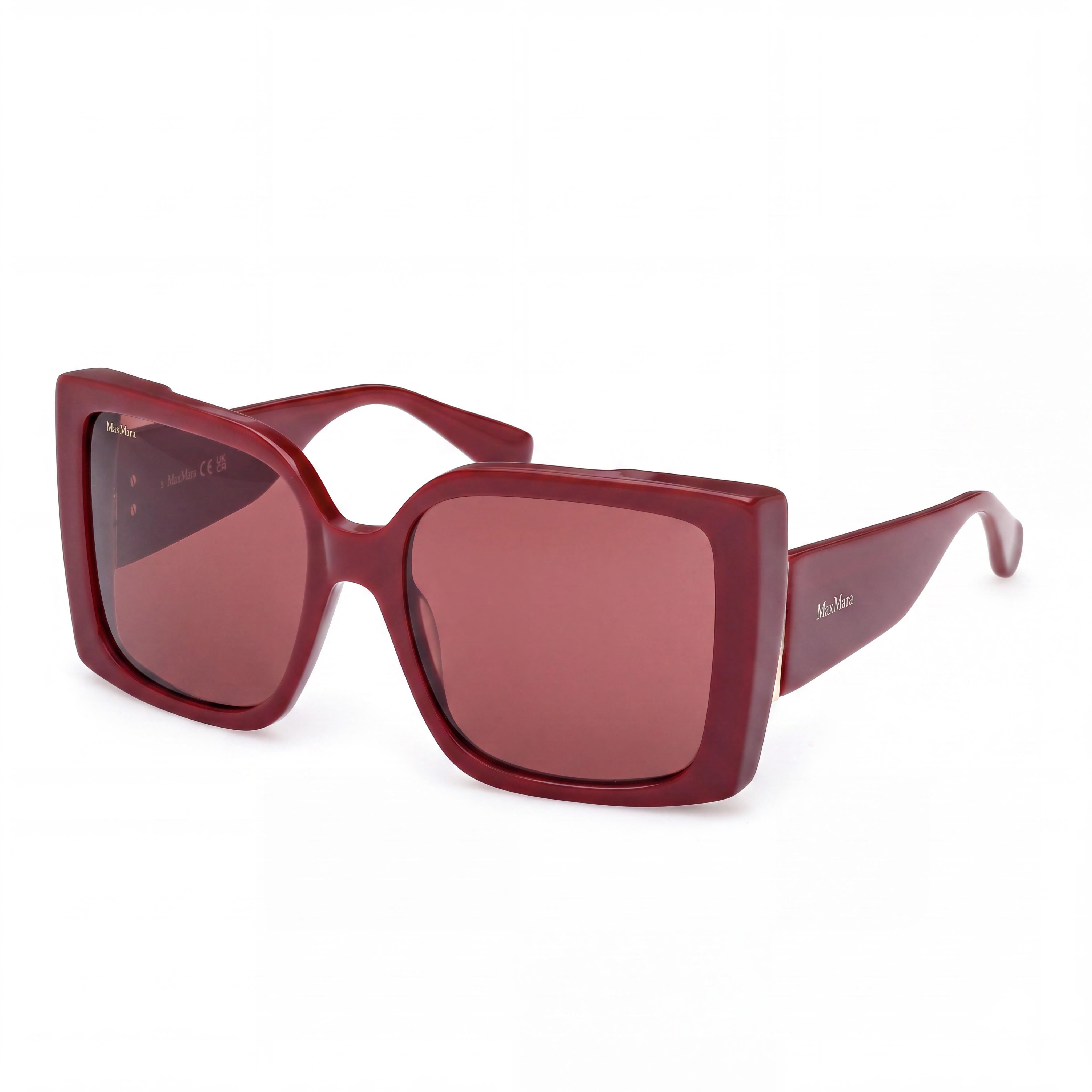 MaxMara Mm0131 Women's Acetate Eyewear with UV 400 Non-Polarized Lenses in Shiny Bordeaux, 56mm, Photo 1