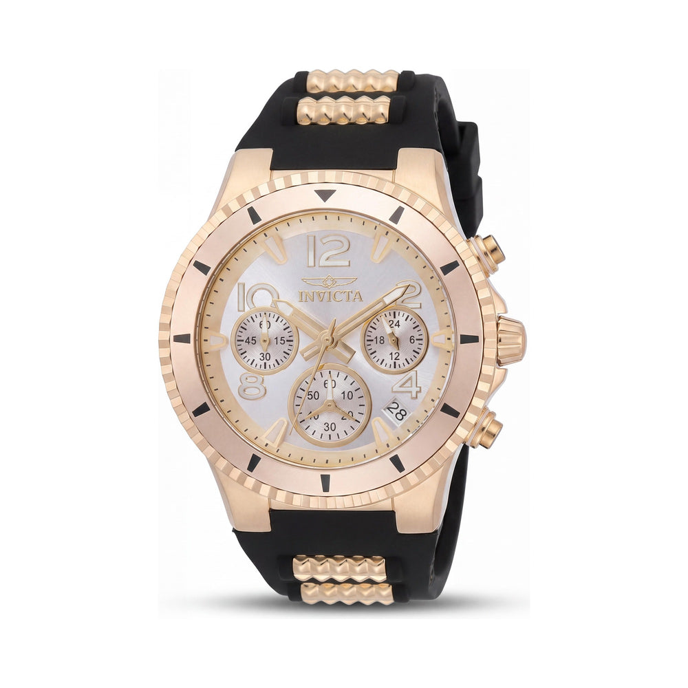 Reloj Invicta BLU 49804 Cronógrafo de cuarzo, correa de silicona, esfera plateada, 39 mm, resistente al agua hasta 10 ATM