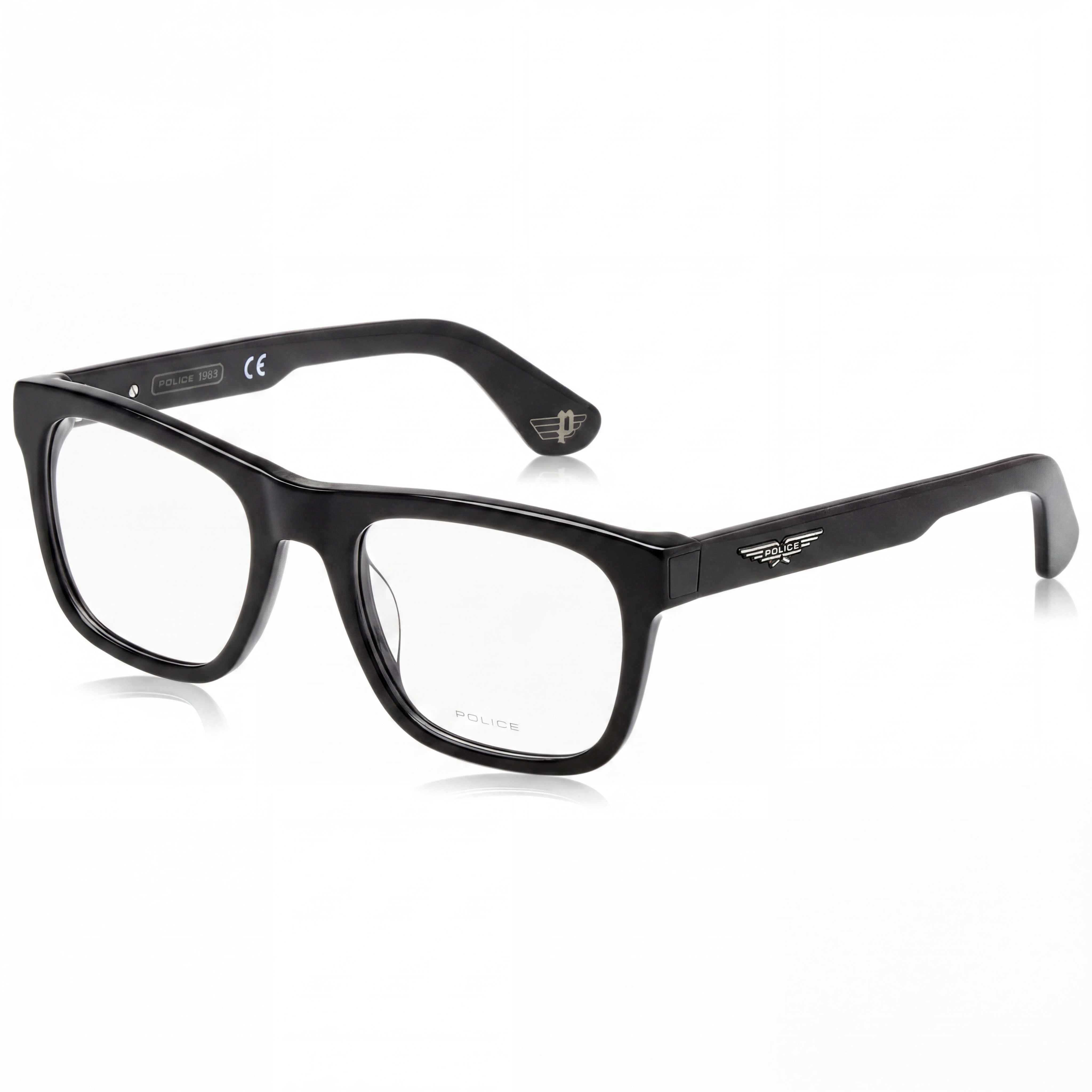 Police ORIGINS BULLET 1 VPLE37N Unisex Modern Square Plastic Frame Eyeglasses Shiny Black 52mm, Photo 1