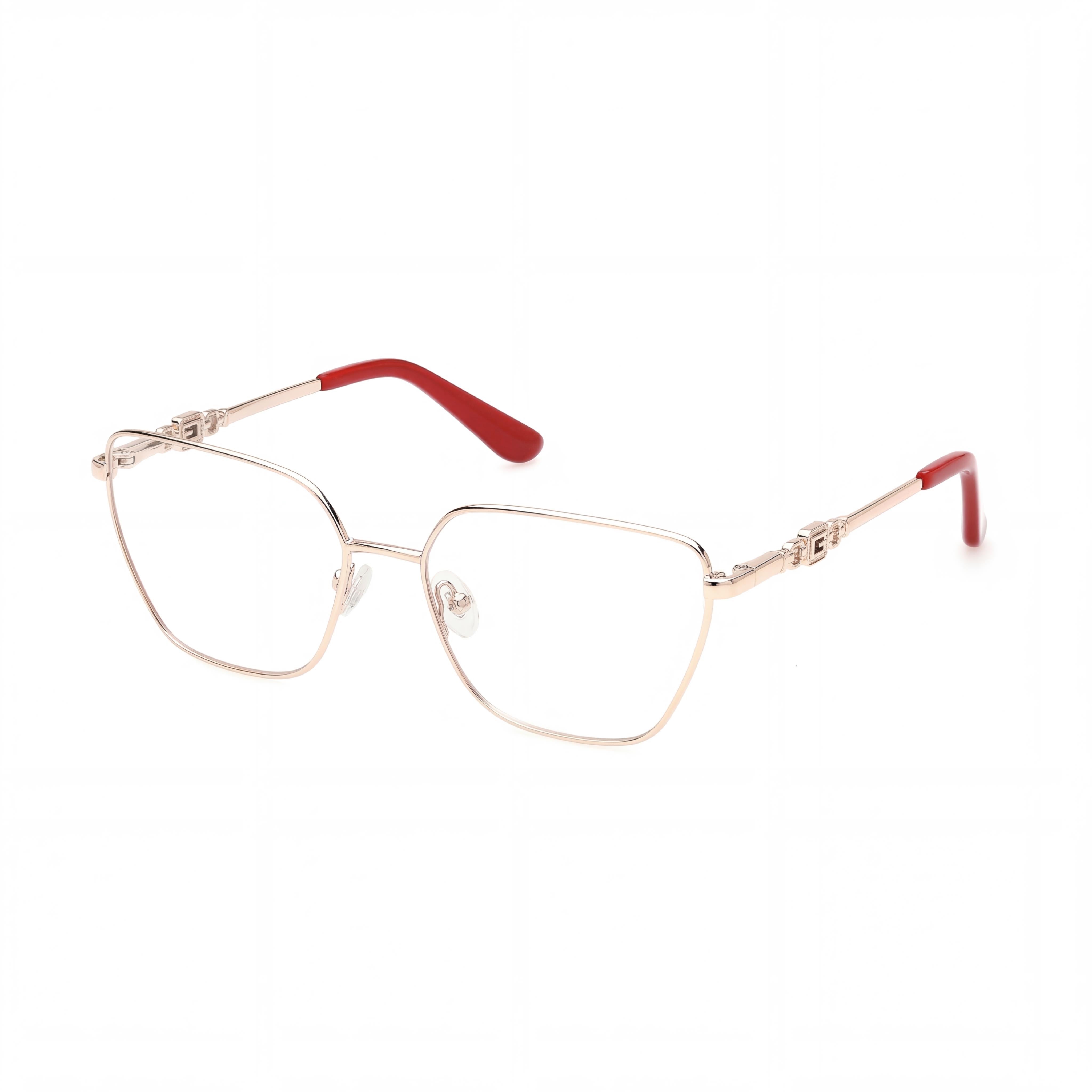 Gafas Ópticas GUESS GEOMETRIC para Mujer, Montura de Metal Oro Pálido con Lentes Transparentes, Talla 55/16/140, Photo 1