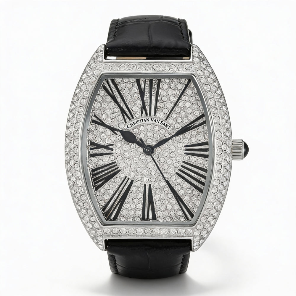 Reloj de cuarzo plateado para mujer de Christian Van Sant con esfera y bisel de cristal