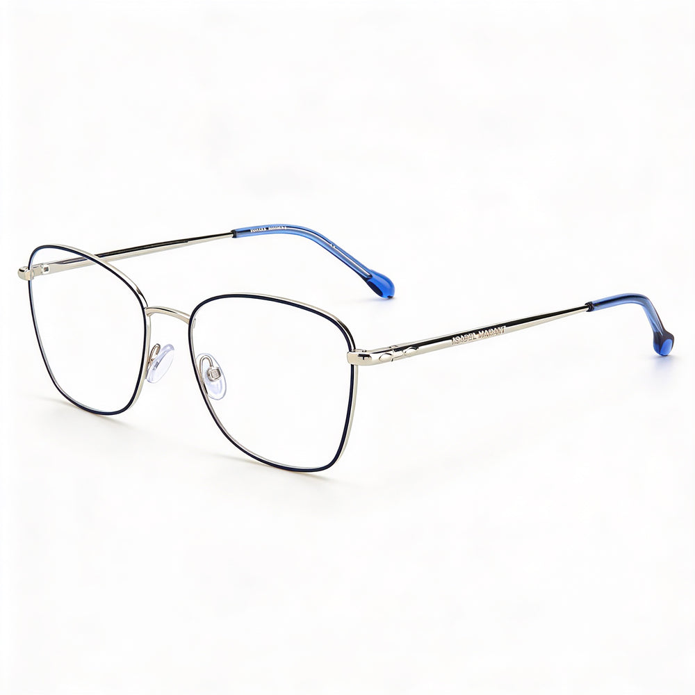 Gafas unisex modernas Isabel Marant con montura azul plateada y construcción de acero aleado, ancho de lente de 54 mm
