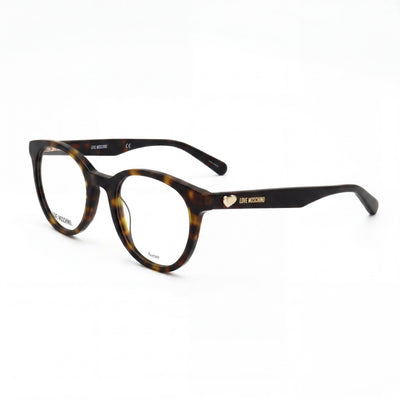 Moschino MOL518 Women's Full-Rim Round Plastic Eyeglass Frames in Havana with Polycarbonate Lenses 49mm