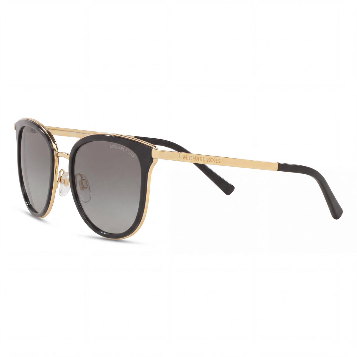 Michael Kors 110011 Unisex Rectangle Acetate Sunglasses Black Gold Grey Shaded Frame Grey Gradient Lenses UV Protection 54mm, Photo 1