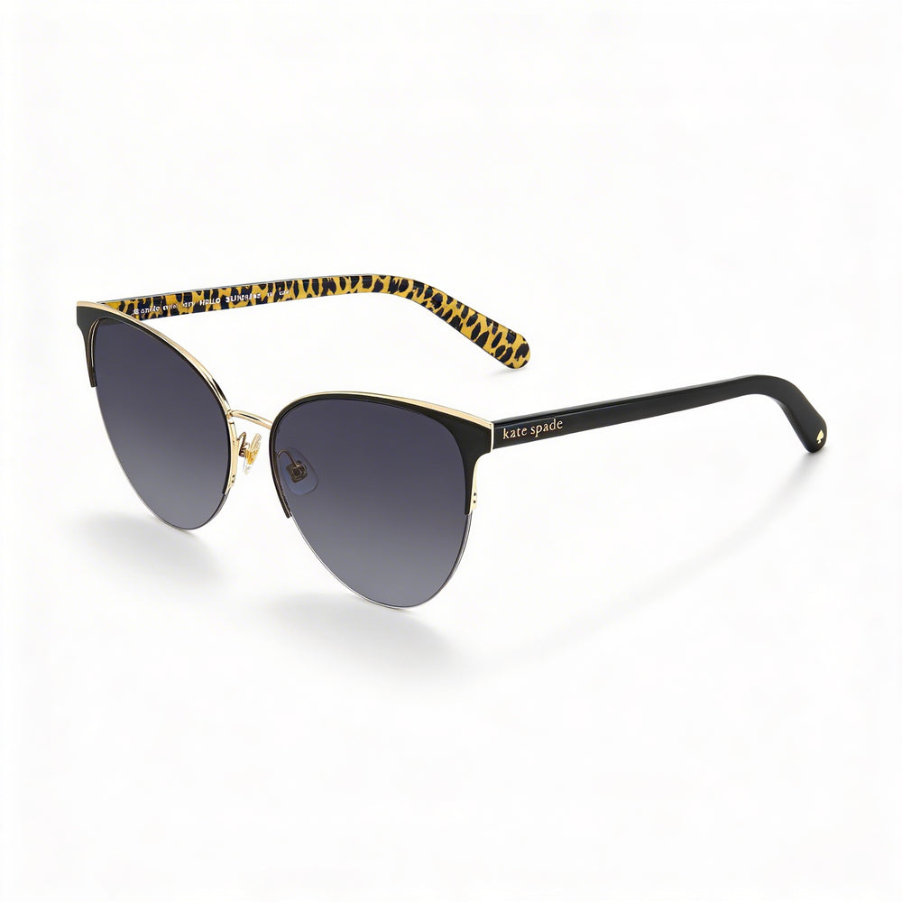 Gafas de sol Kate Spade New York Izara/G/S para mujer, negras, grises, de acero inoxidable, con lentes grises degradadas, sin polarizar, con protección UV, 57 mm