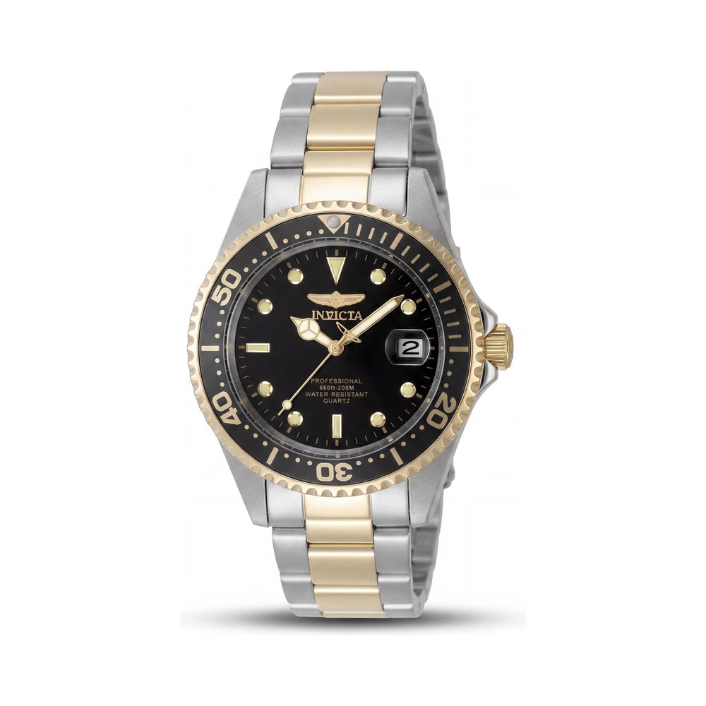 Reloj Invicta Pro Diver 8934OB unisex, caja de acero inoxidable plateada, esfera negra, movimiento de cuarzo, resistencia al agua de 20 bares, 38 mm