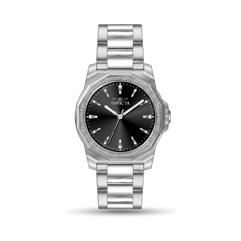 Reloj Invicta Speedway 49103 para hombre, con movimiento de cuarzo, pulsera de acero inoxidable plateada, esfera negra y caja de 42 mm.