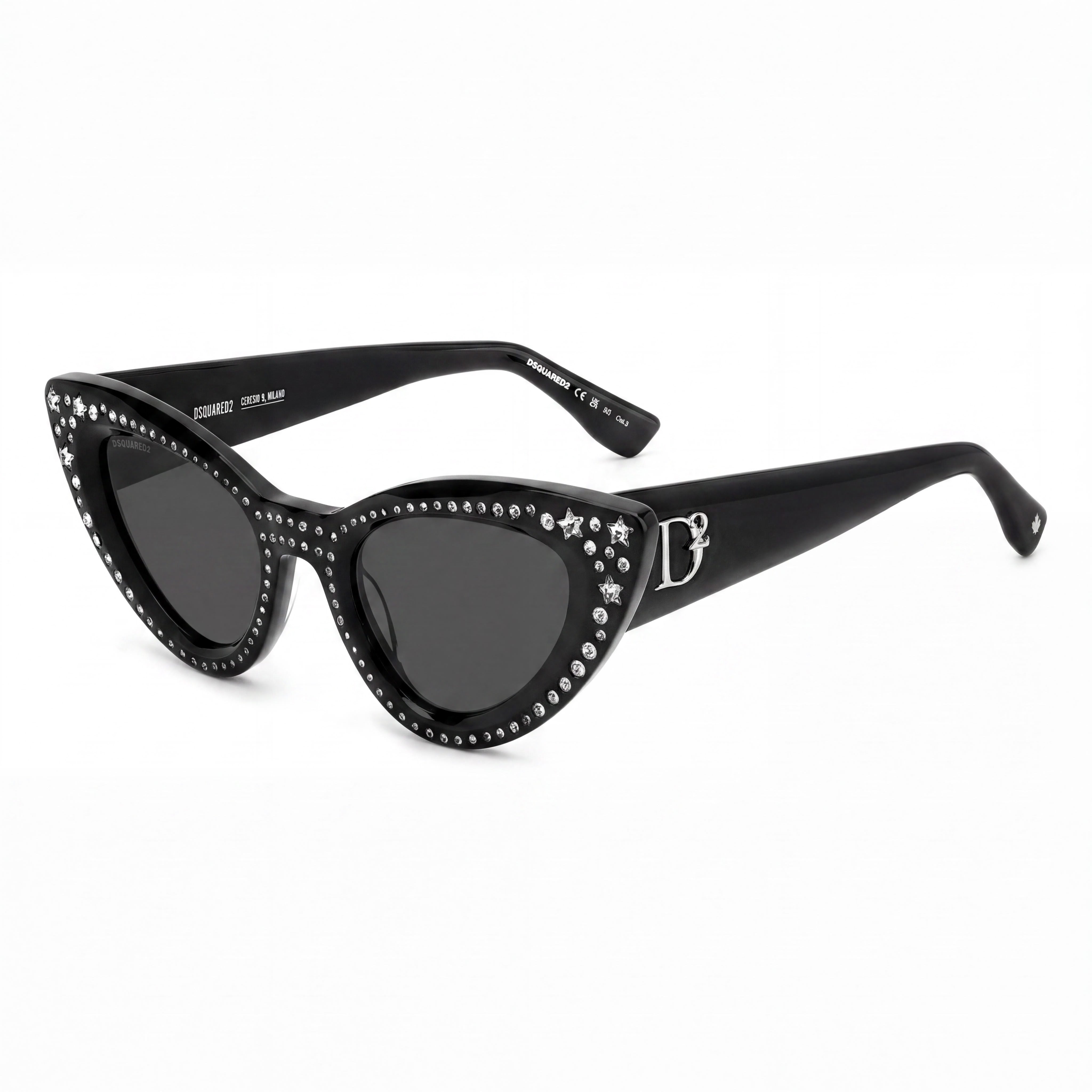 DSQUARED2 Vintage Women's Acetate Pattern Black Non-Polarized UV Protection Sunglasses 51mm, Photo 1