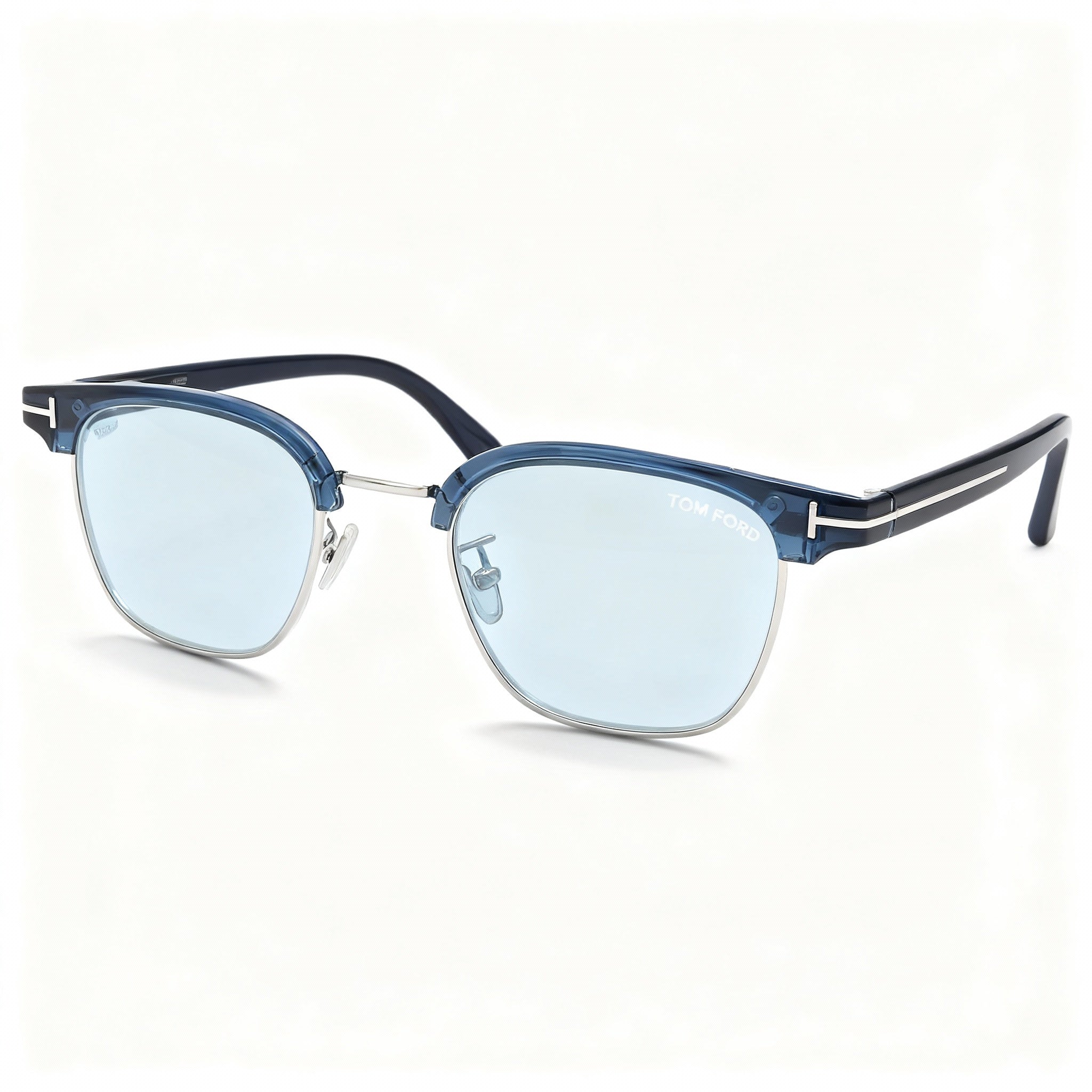 Tom Ford Classic FT1119-D Men's Square Shiny Blue Plastic Frame Green Lens Non-Polarized Sunglasses 47mm