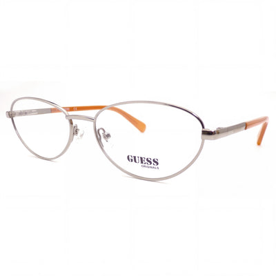 Guess Gu8238 Men's Shiny Gunmetal Metal Optical Frames with Clear Demo Lenses, Prescription Ready, 55mm Lens Width