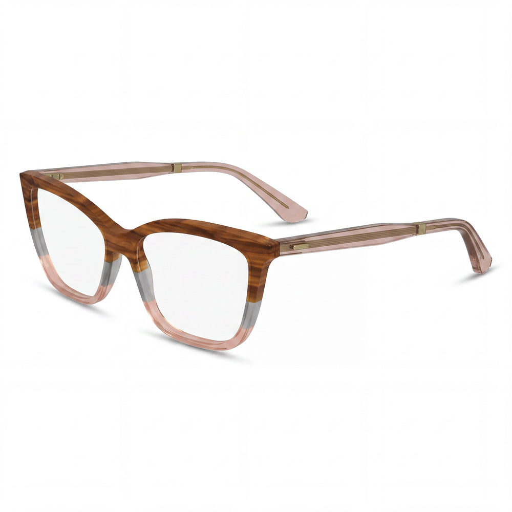 Calvin Klein Women's Modern Acetate Frame Sunglasses, Striped Brown Grey Rose, Non-Polarised Lenses, 53mm