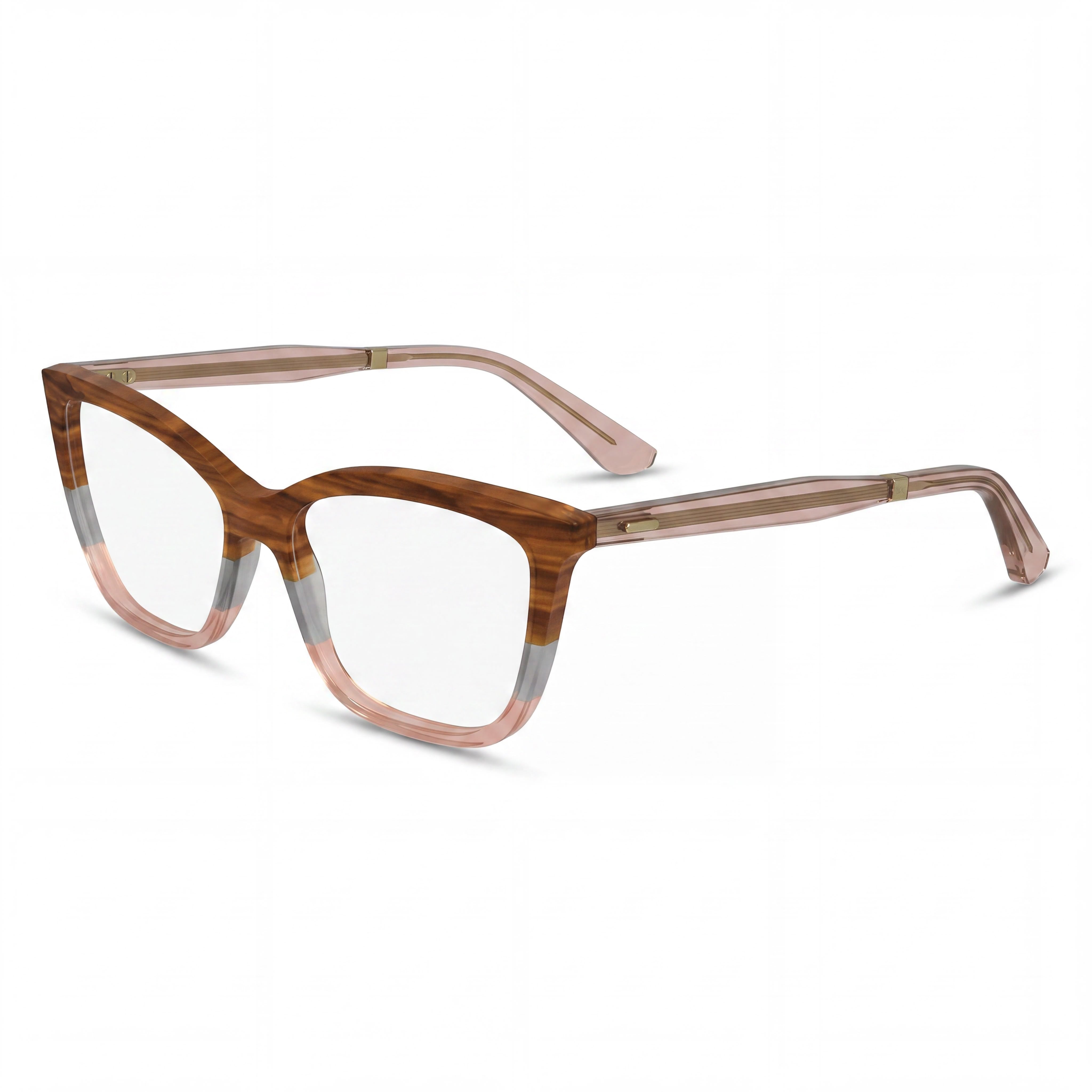 Calvin Klein Women's Modern Acetate Frame Sunglasses, Striped Brown Grey Rose, Non-Polarised Lenses, 53mm, Photo 1