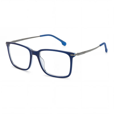 Gafas ópticas Carrera rectangulares/cuadradas de acetato azul claro, semi-sin montura para hombre, 55-17-140