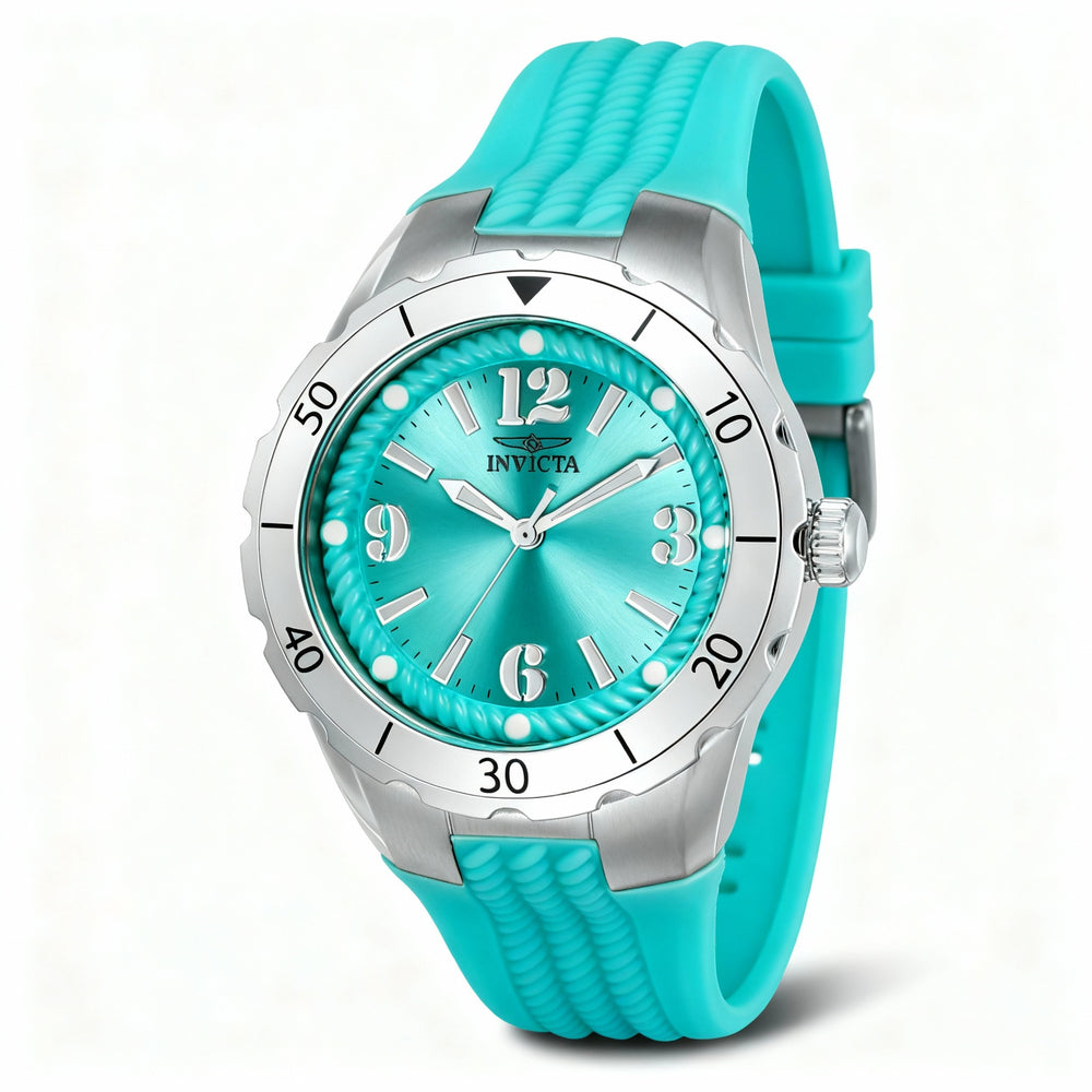 Reloj de cuarzo unisex Invicta Angel 24124 de 38 mm con esfera azul y cristal de zafiro resistente a los arañazos.