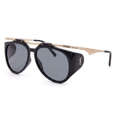 Yves Saint Laurent M137 Amelia Women's Gold Plastic & Metal Aviator Sunglasses, Black Lenses, 55mm