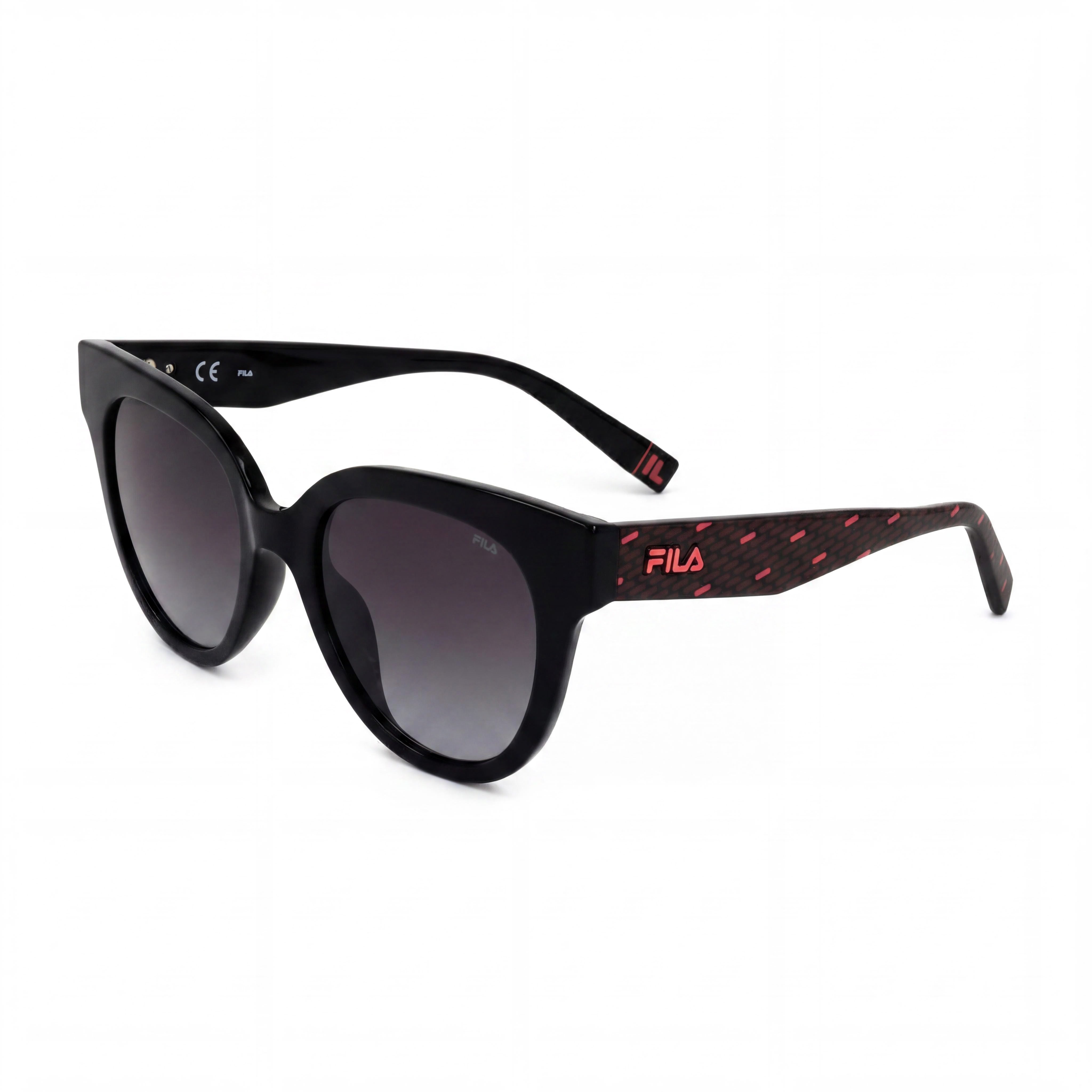 Gafas de sol FILA Casual para mujer con protección UV inyectada, montura negra brillante, lentes ahumadas degradadas, 51 mm, Photo 1