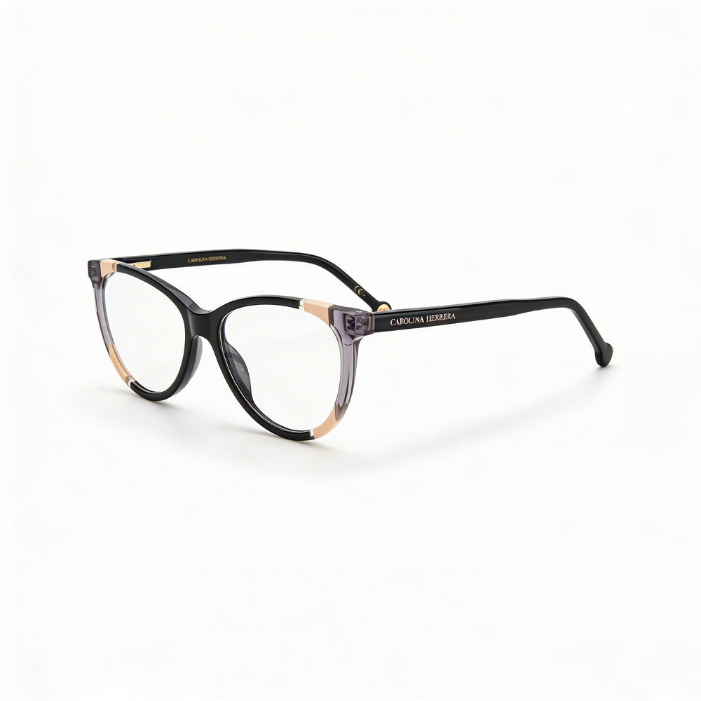 Gafas de sol Carolina Herrera CH 0064 para mujer, montura de acetato, color negro nude, lentes de policarbonato y protección UV, 55 mm