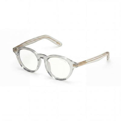 Tom Ford FT5931-D-B Gafas de Hombre de Montura Redonda Completa de Plástico Transparente con Lentes Transparentes con Bloqueo de Luz Azul 49mm