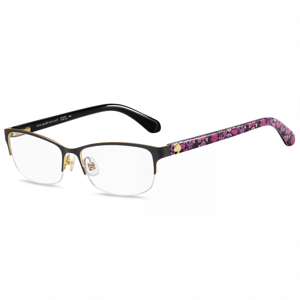 kate spade new york Gafas de Sol Casuales Rectangulares para Mujer, Montura Semi al Aire de Acero Inoxidable Negro, Lente No Polarizada de Policarbonato Negro 51mm, Photo 1