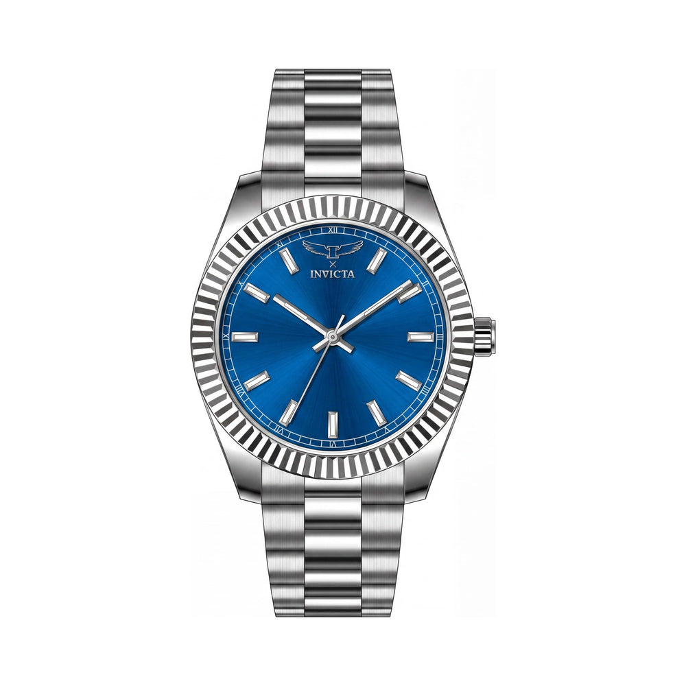 Reloj de cuarzo unisex Invicta Specialty 69015, caja de acero inoxidable de 40 mm, esfera azul, brazalete de acero inoxidable.