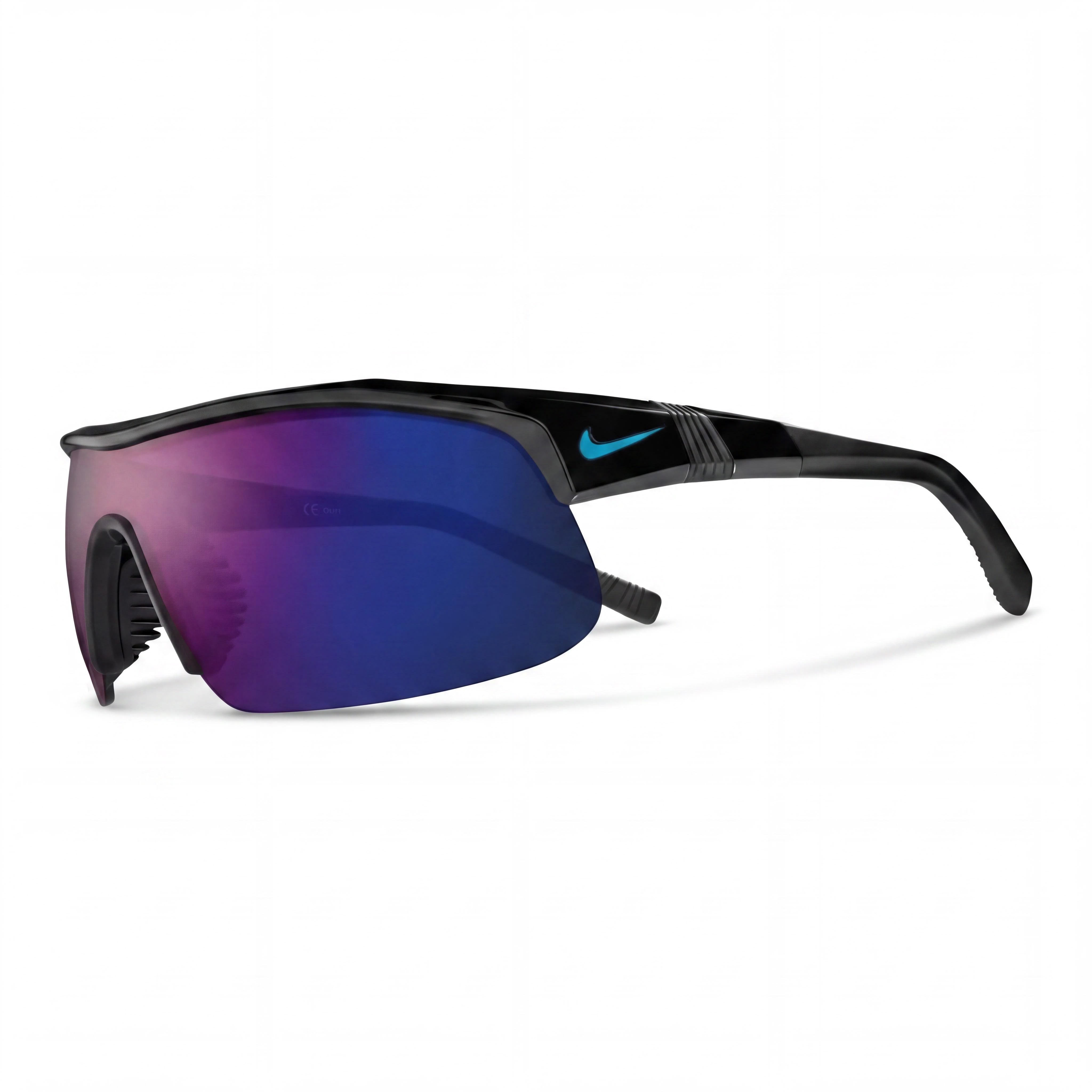 Gafas de sol de plástico contemporáneas para hombre Nike, espejo negro/azul con puente nasal ventilado y protección UV, Photo 1